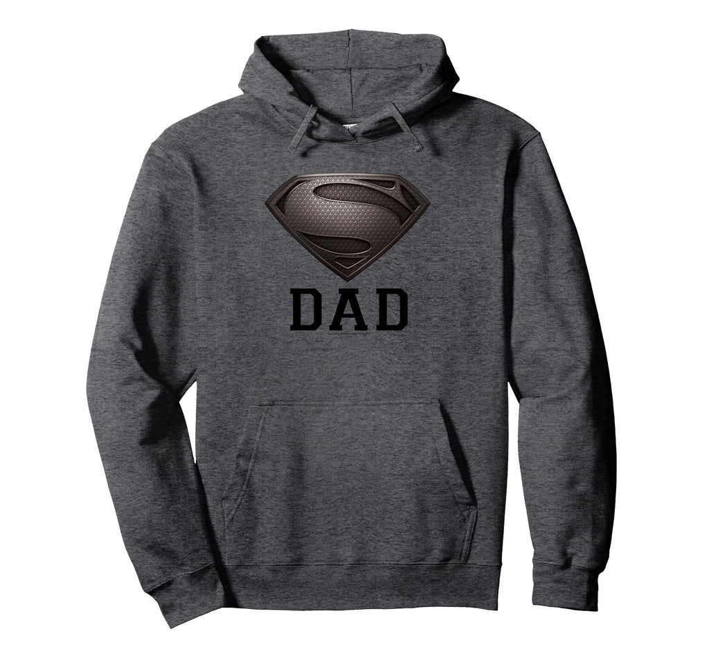 Superman Steel Dad Steel Gray Hoodie - Novelty Apparel for Adults - T-Shirt, Sweatshirt, Hoodie