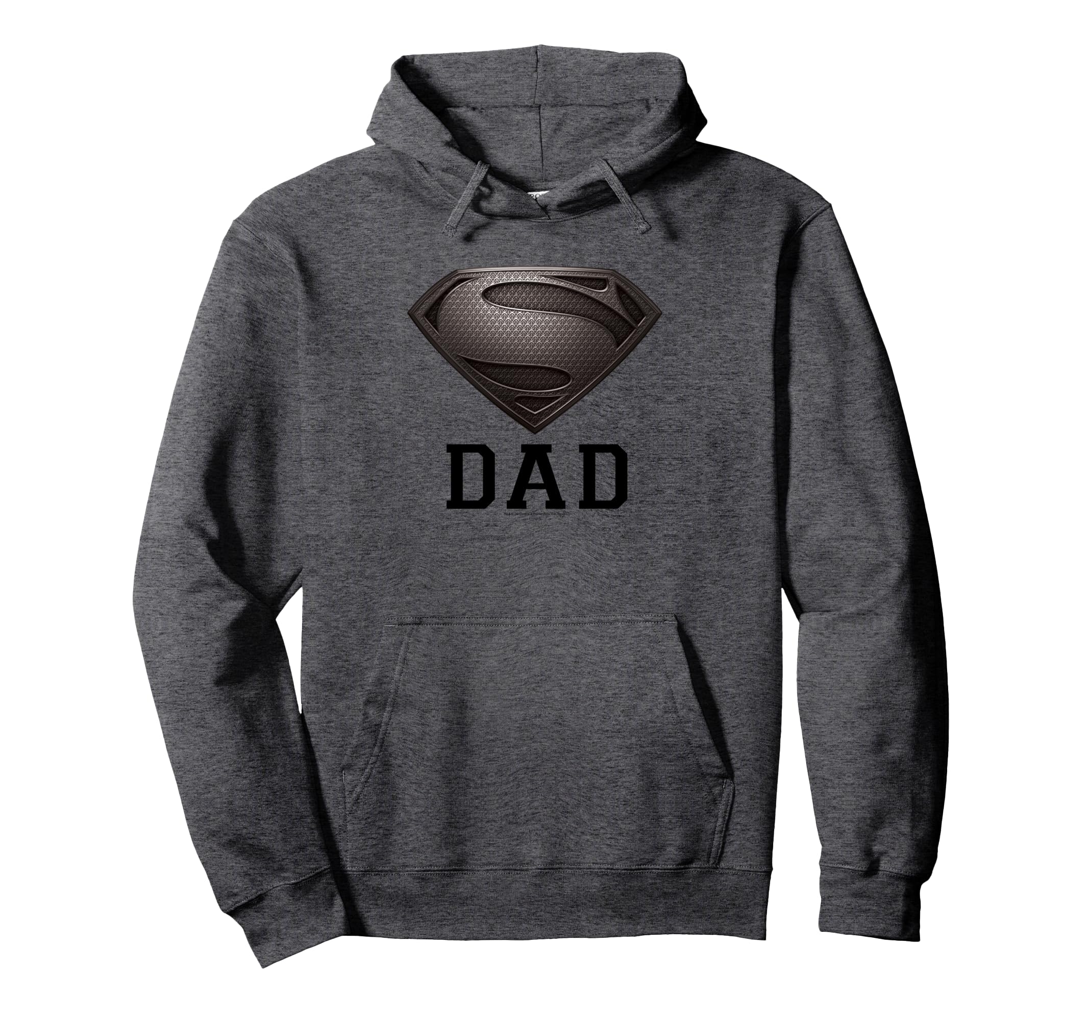 Superman Steel Dad Steel Gray Hoodie - Novelty Apparel for Adults - T-Shirt, Sweatshirt, Hoodie