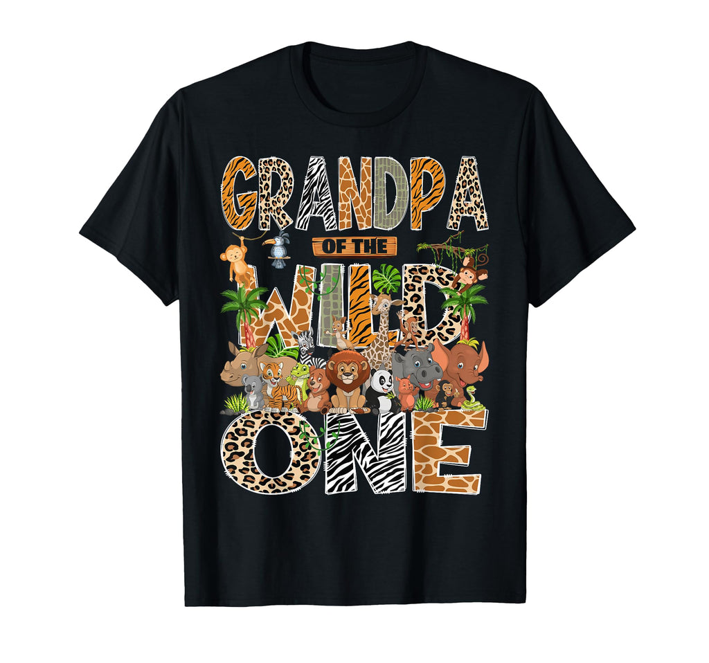 Grandpa Wild One Safari Zoo Animal 1St T-Shirt - Graphic Print Men Women - T-Shirt, Sweatshirt, Hoodie