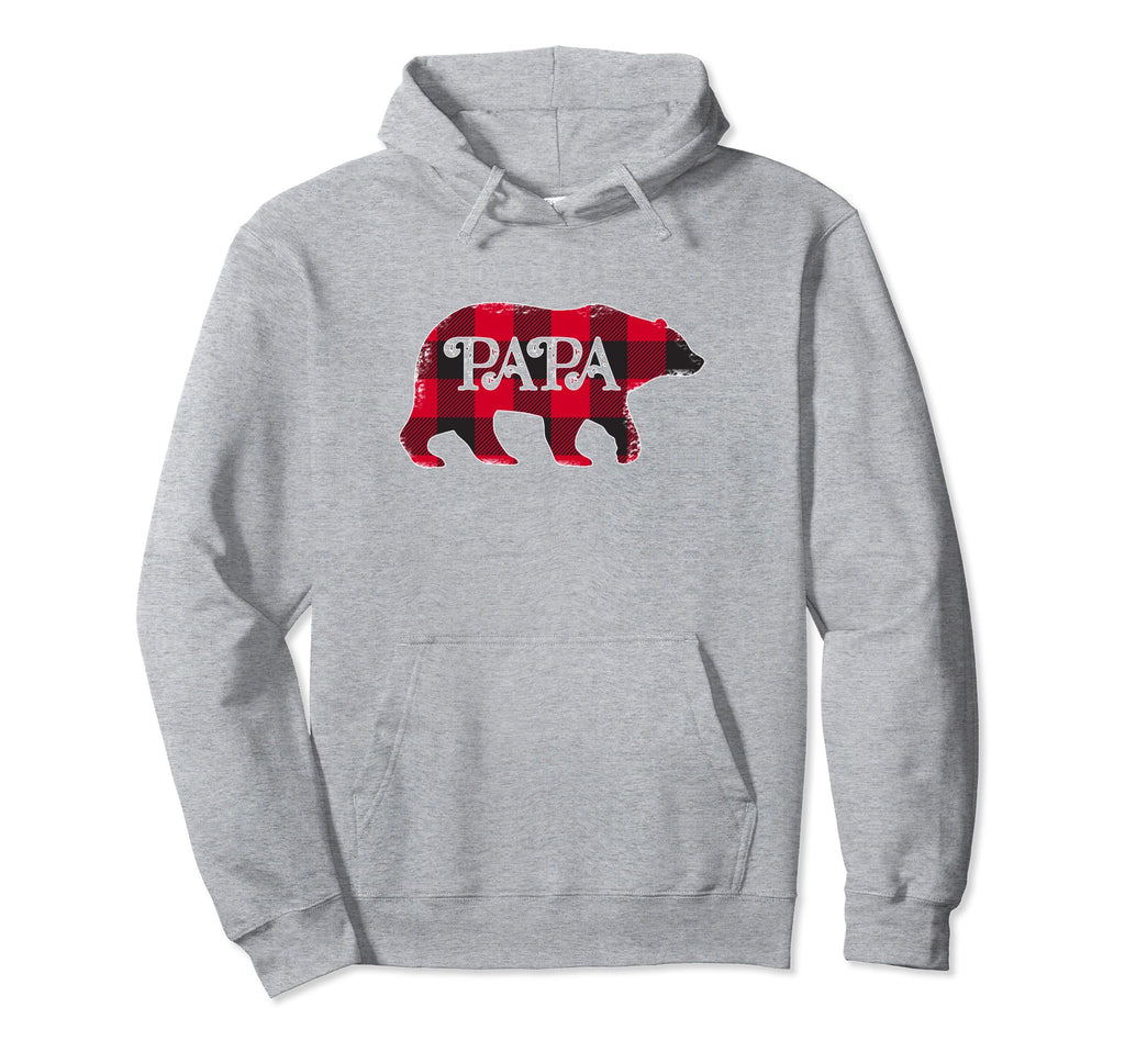 Papa Bear Red Plaid Pajama Family Dad Hoodie - Streetwear Style Unisex - T-Shirt, Sweatshirt, Hoodie