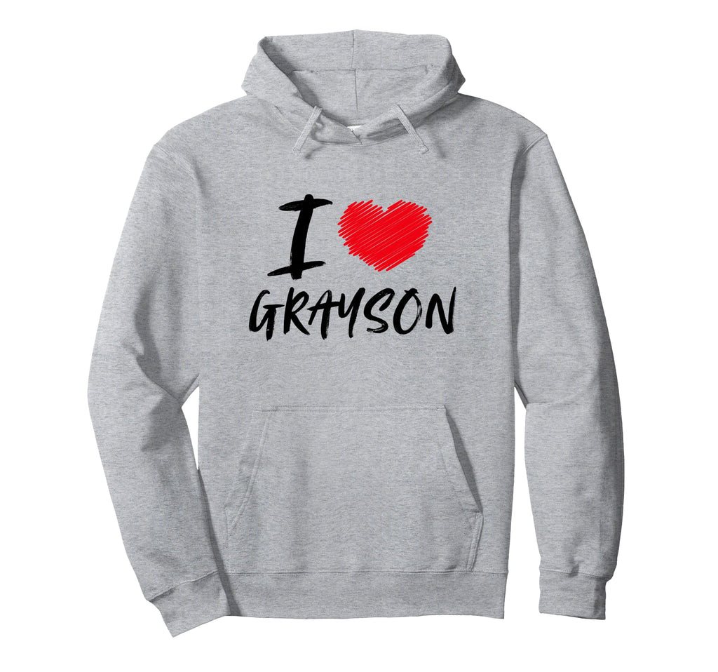 I Love Grayson Red Heart Dad Boyfriend Hoodie - Custom Art Print Unisex - T-Shirt, Sweatshirt, Hoodie
