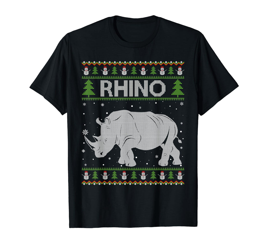 Rhino Santa Hat Funny Ugly Sweaters T-Shirt - Casual Everyday Wear Unisex - T-Shirt, Sweatshirt, Hoodie