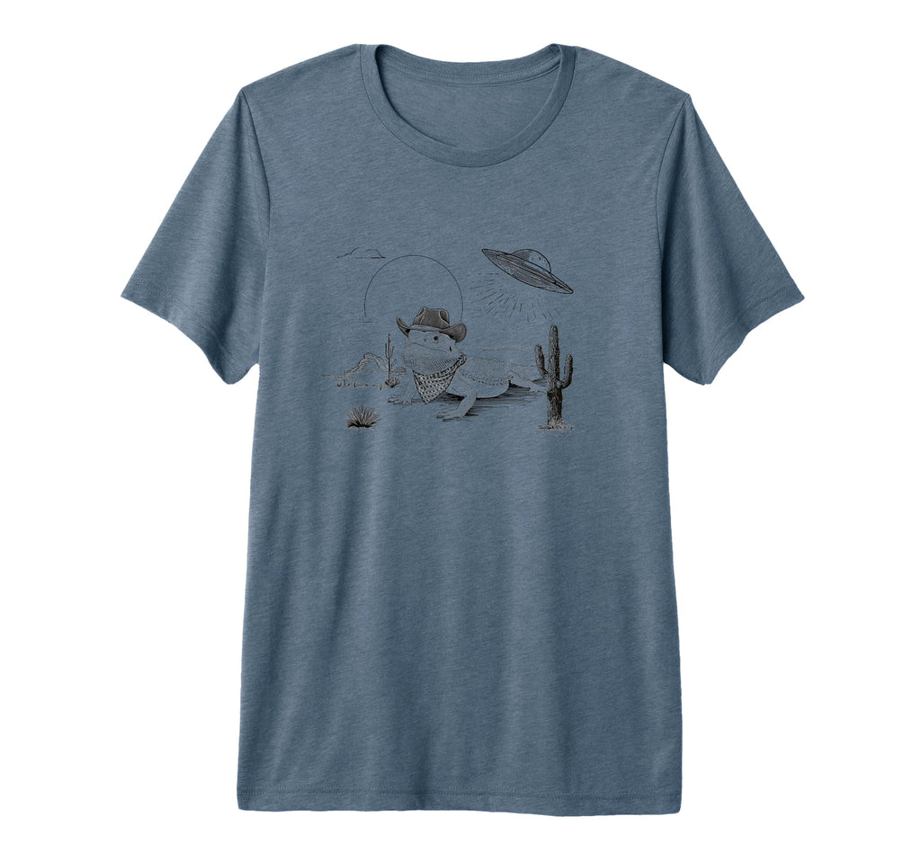Funny Ufo Bearded Dragon Western Alien 90S T-Shirt - Graphic Print Unisex - T-Shirt, Sweatshirt, Hoodie