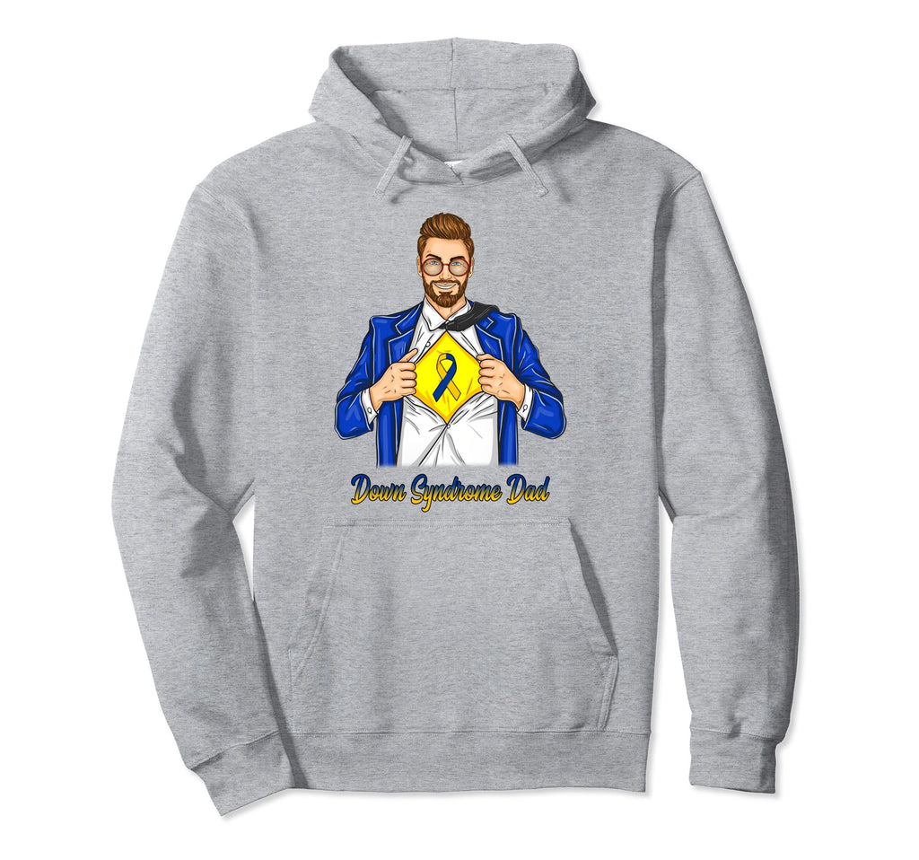 Bearded Blue Yellow Ribbon World Down Hoodie - Fun Novelty Design Unisex - T-Shirt, Sweatshirt, Hoodie