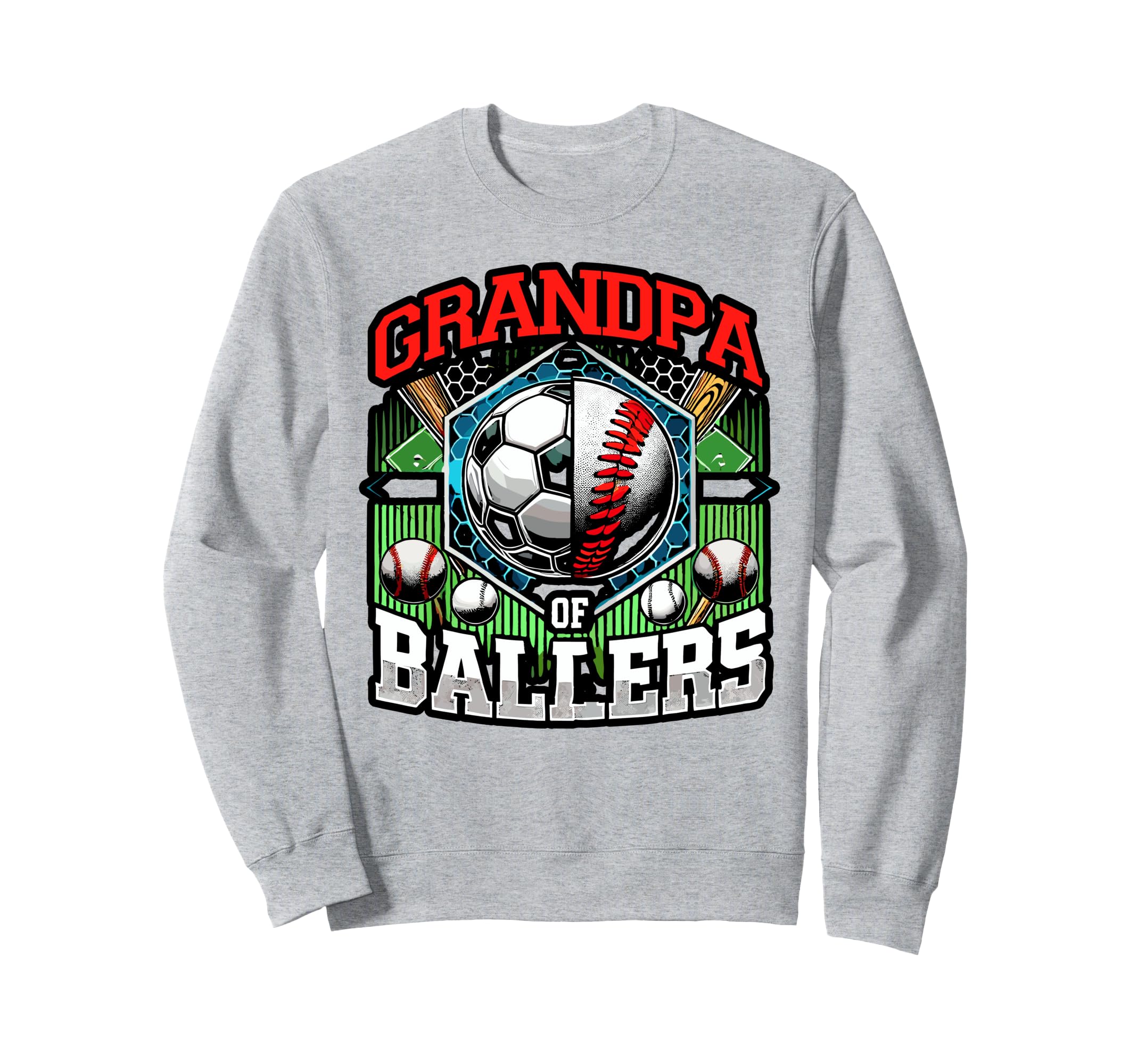 Grandpa Ballers Soccer Baseball Sweatshirt - Custom Art Print Men Women - T-Shirt, Sweatshirt, Hoodie