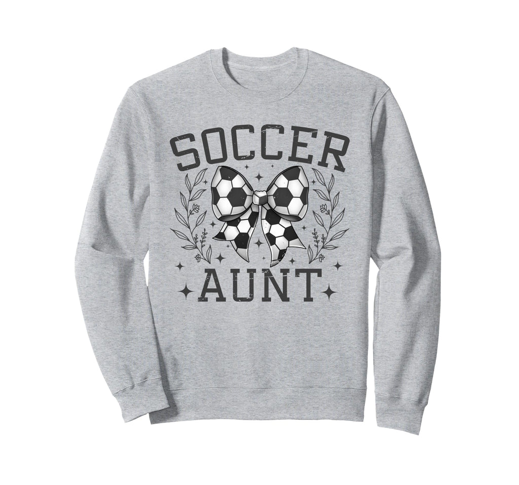 Coquette Bow Soccer Aunt Game Day Sweatshirt - Aesthetic Graphic for Adults - T-Shirt, Sweatshirt, Hoodie