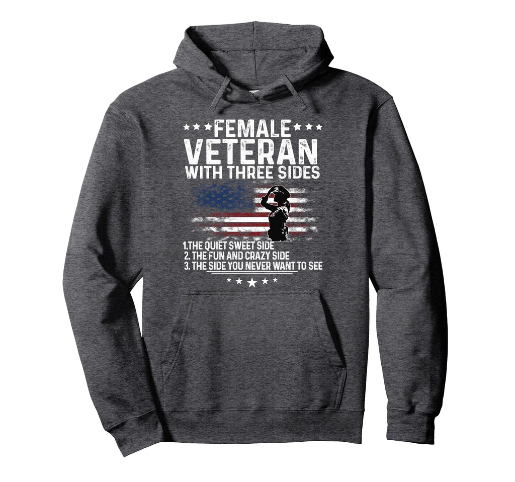 Female Veteran Three Sides Veteran Hoodie - Aesthetic Graphic Men Women - T-Shirt, Sweatshirt, Hoodie
