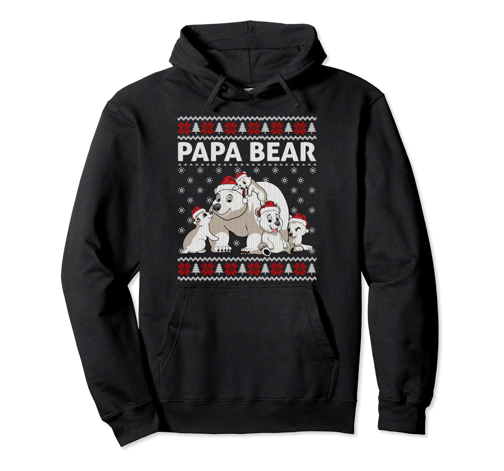 Papa Bear Santa Family Matching Ugly Hoodie - Minimalist Print Men Women - T-Shirt, Sweatshirt, Hoodie