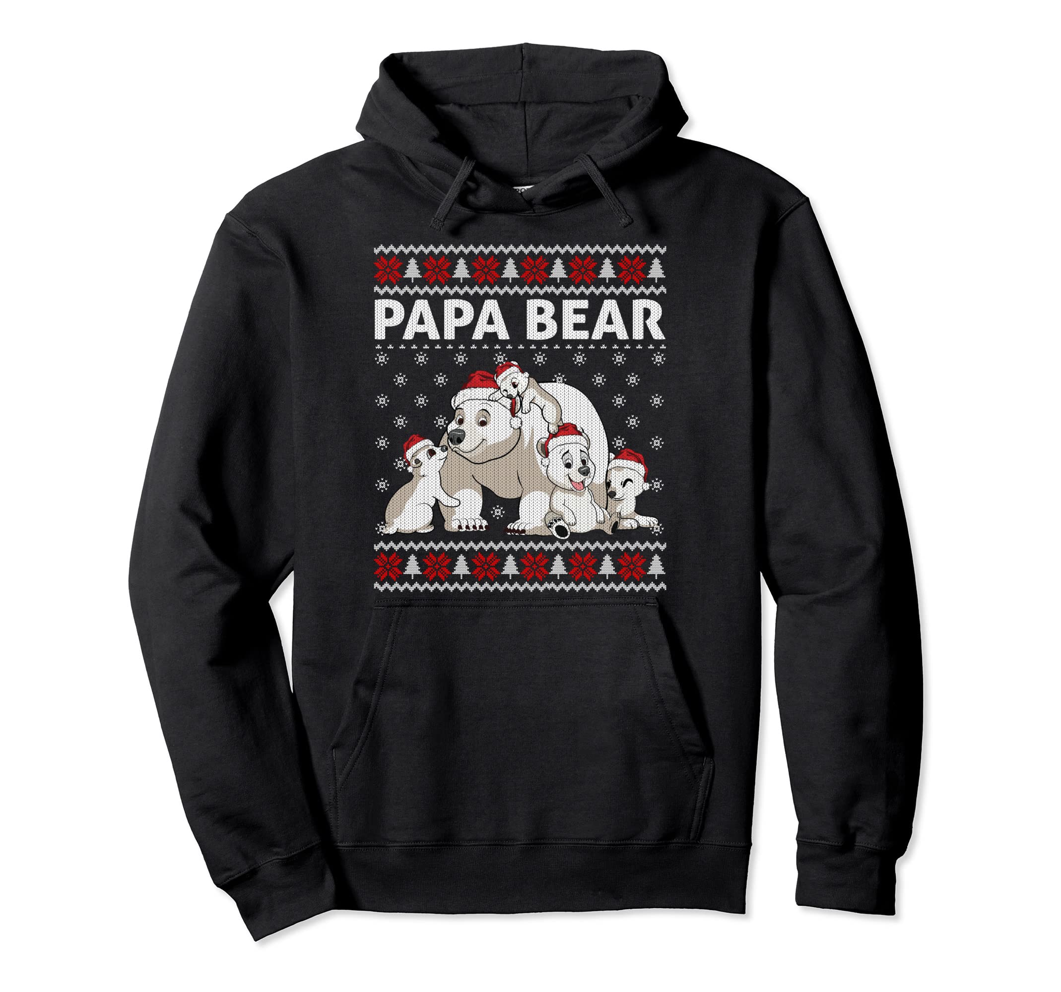 Papa Bear Santa Family Matching Ugly Hoodie - Minimalist Print Men Women - T-Shirt, Sweatshirt, Hoodie