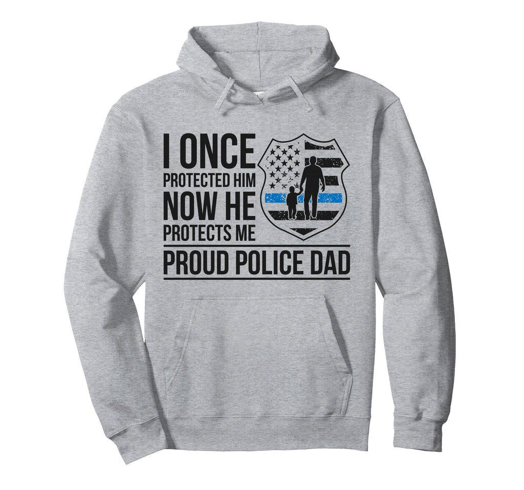 Proud Police Dad Police Officer Father Hoodie - Graphic Print Men Women - T-Shirt, Sweatshirt, Hoodie