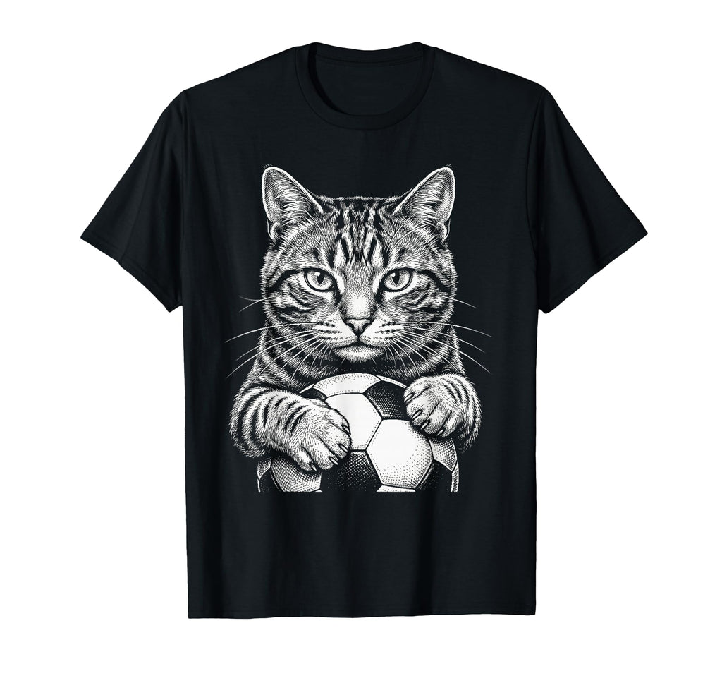 Black And White Feline Sports Tabby T-Shirt - Unique Graphic for Adults - T-Shirt, Sweatshirt, Hoodie