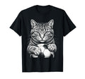 Black And White Feline Sports Tabby T-Shirt - Unique Graphic for Adults - T-Shirt, Sweatshirt, Hoodie