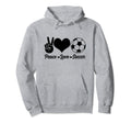 Soccer Player Peace Love Soccer Player Hoodie - Custom Art Print for Adults - T-Shirt, Sweatshirt, Hoodie