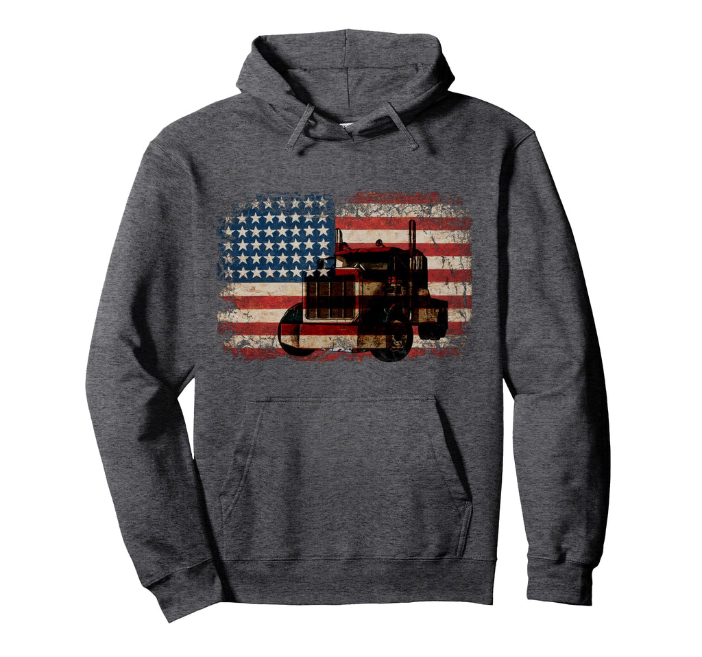 Truck Driver American Flag Trucker Hoodie - Casual Everyday Wear Unisex - T-Shirt, Sweatshirt, Hoodie