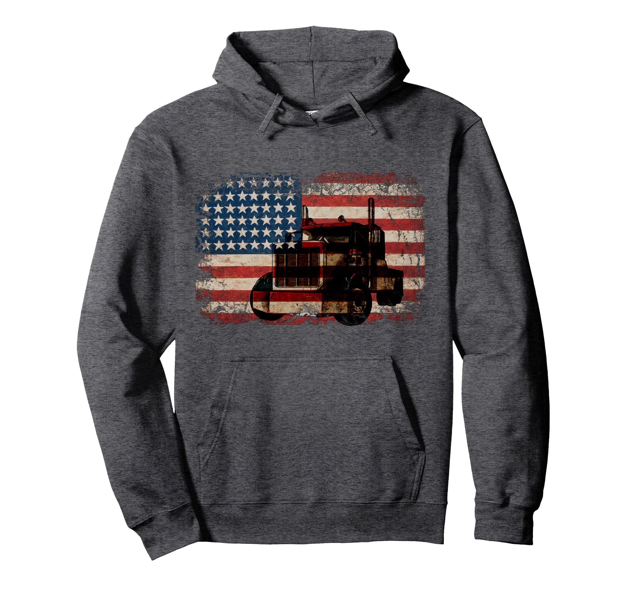 Truck Driver American Flag Trucker Hoodie - Casual Everyday Wear Unisex - T-Shirt, Sweatshirt, Hoodie