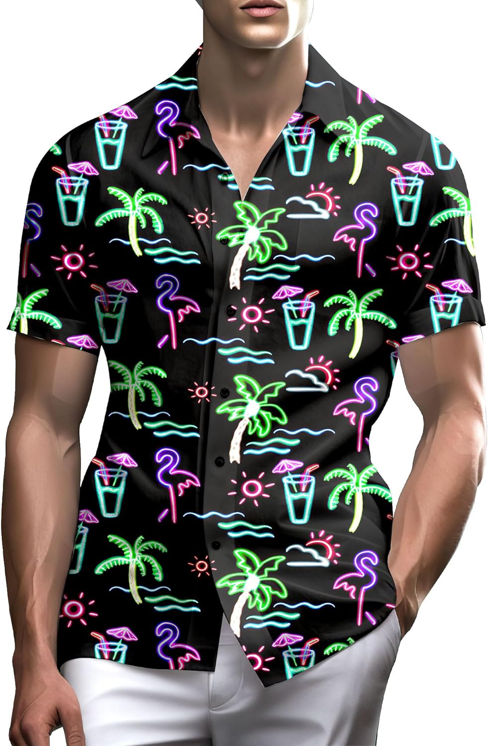 Neon for Men Button Up ,Mens Hawaiian Men,Mens Beach - Adult & Kids T-Shirts, Sweatshirts & Hoodies apparel design preview 1