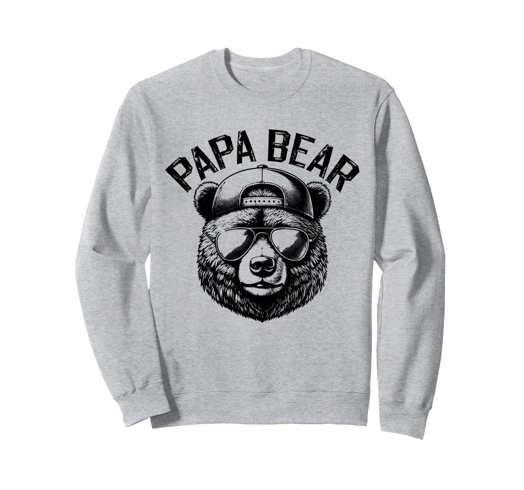 Papa Bear Face Grizzly Fathers Day Bear Sweatshirt - Graphic Print Unisex - T-Shirt, Sweatshirt, Hoodie