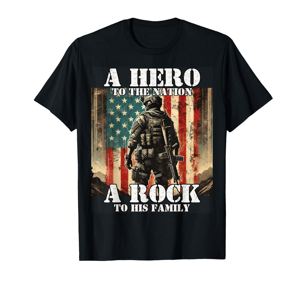 Hero To Nation Rock To His Family T-Shirt - Aesthetic Graphic for Adults - T-Shirt, Sweatshirt, Hoodie