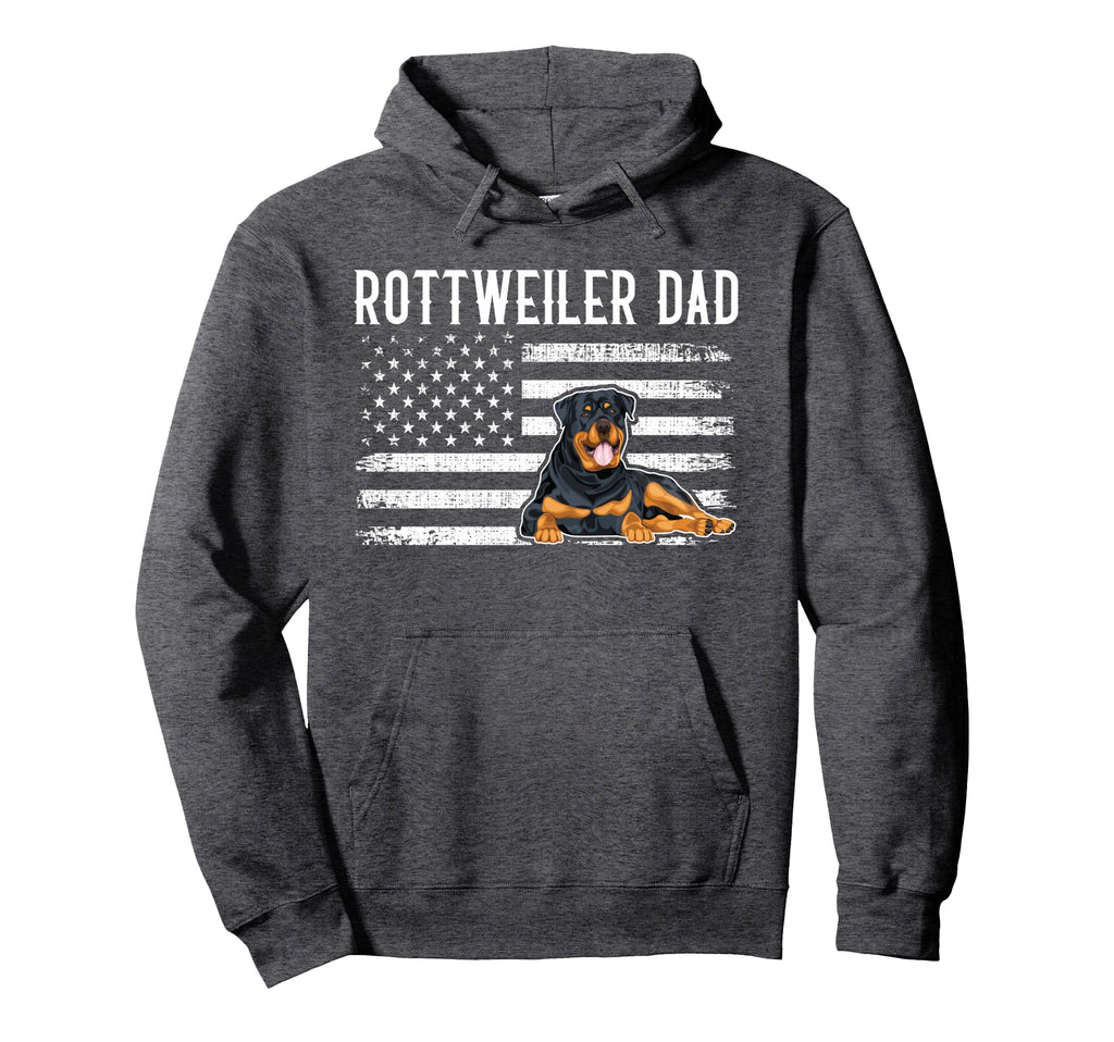 Rottweiler Dad Gift American Flag Hoodie - Unique Graphic Unisex - T-Shirt, Sweatshirt, Hoodie