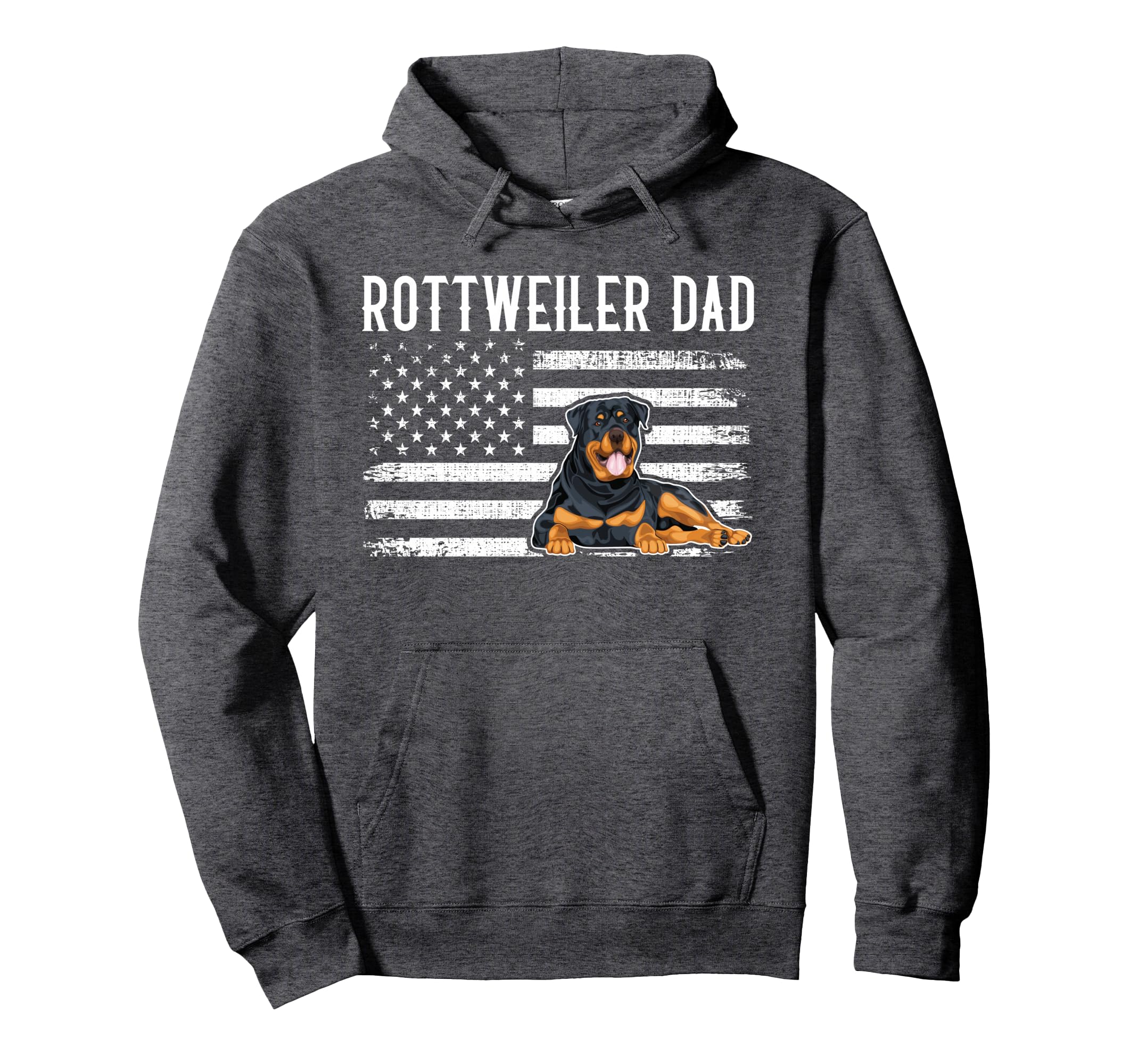 Rottweiler Dad Gift American Flag Hoodie - Unique Graphic Unisex - T-Shirt, Sweatshirt, Hoodie