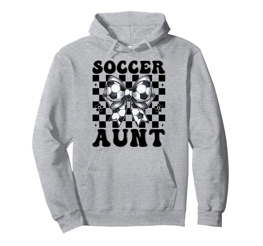 Soccer Aunt Soccer Auntie Coquette Bow Hoodie - Minimalist Print for Adults - T-Shirt, Sweatshirt, Hoodie