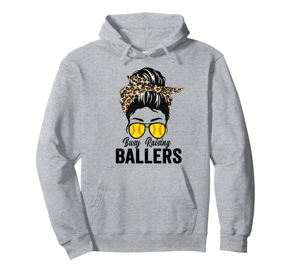 Busy Raising Ballers Softball Messy Hoodie - Casual Everyday Wear Unisex - T-Shirt, Sweatshirt, Hoodie