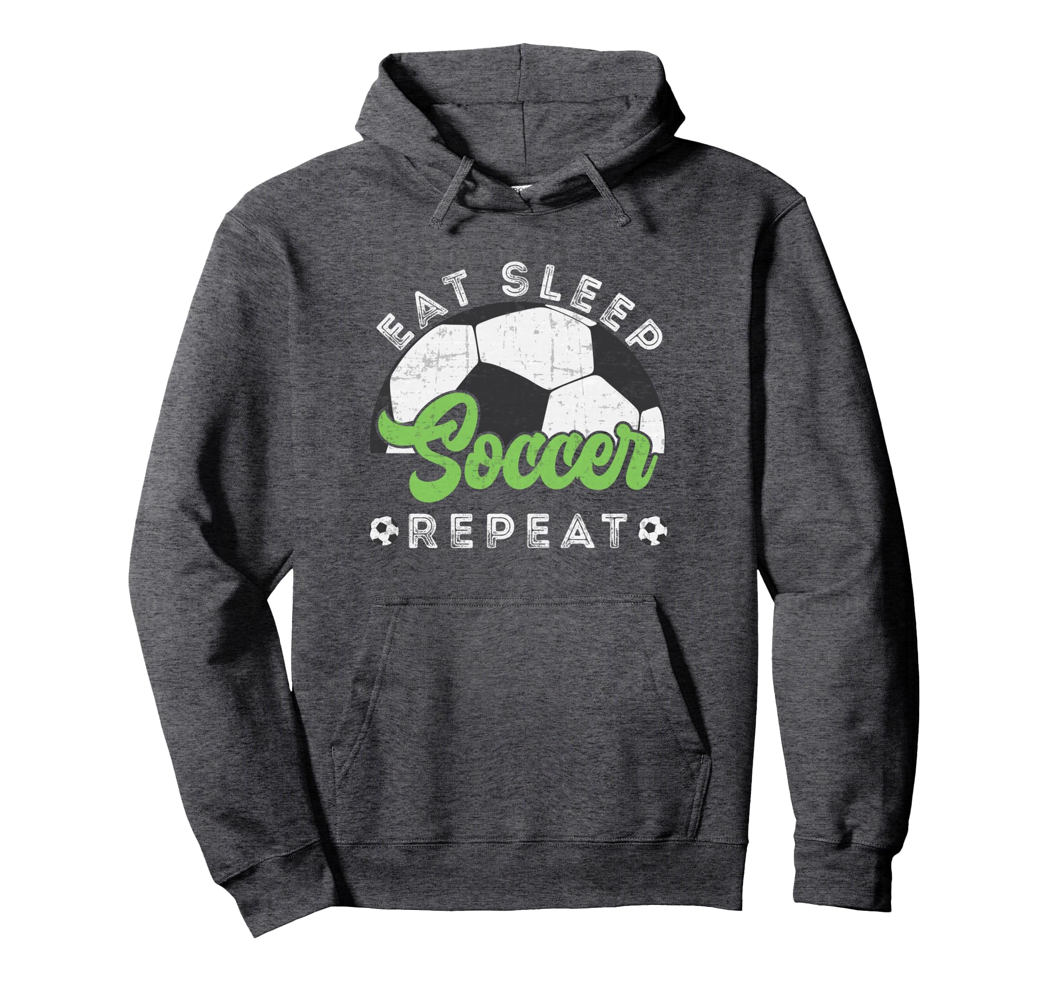 Eat Sleep Soccer Repeat Distressed Hoodie - Fun Novelty Design for Adults - T-Shirt, Sweatshirt, Hoodie