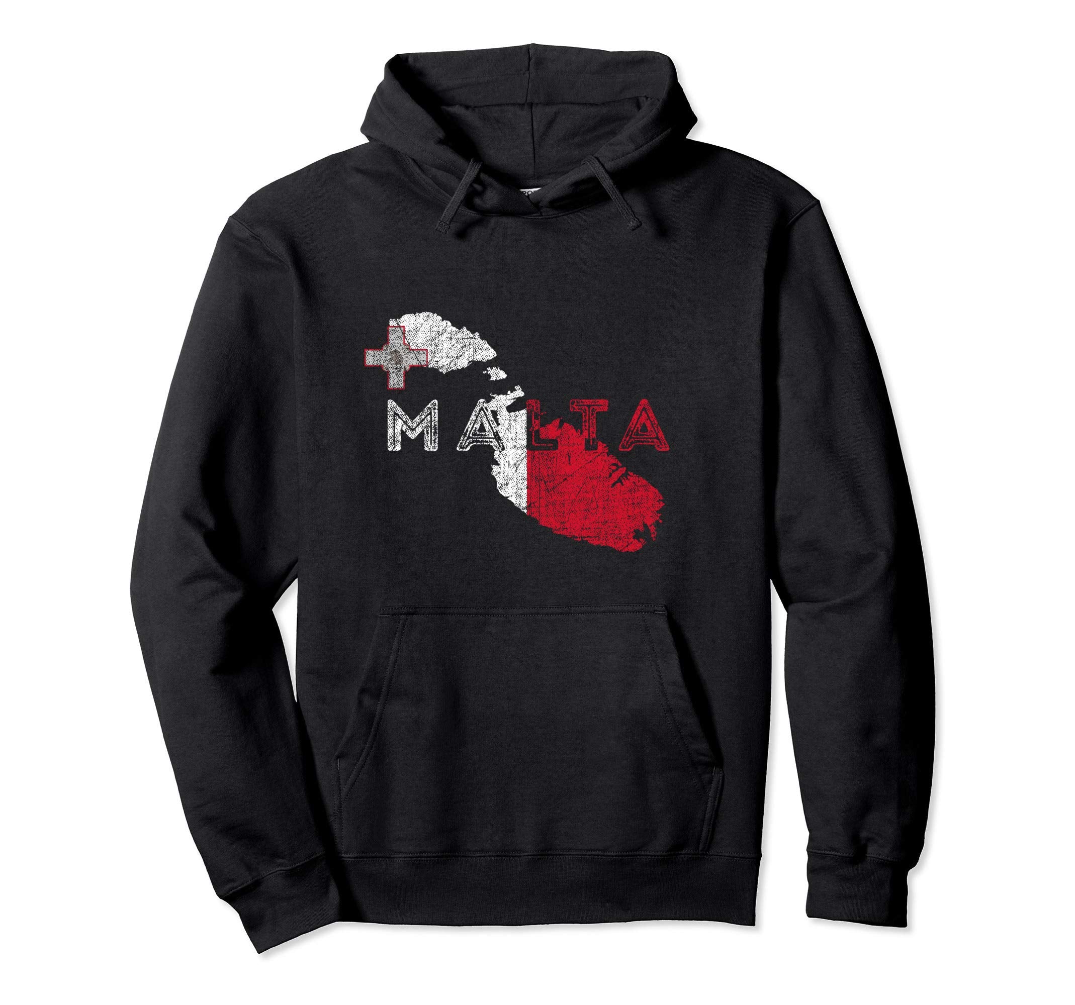Maltese Map And Flag Distressed Malta Hoodie - Novelty Apparel Men Women - T-Shirt, Sweatshirt, Hoodie