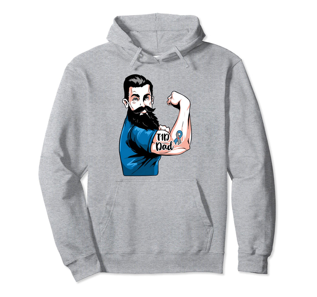 Bearded T1D Dad Type 1 Diabetes Hoodie - Custom Art Print Men Women - T-Shirt, Sweatshirt, Hoodie