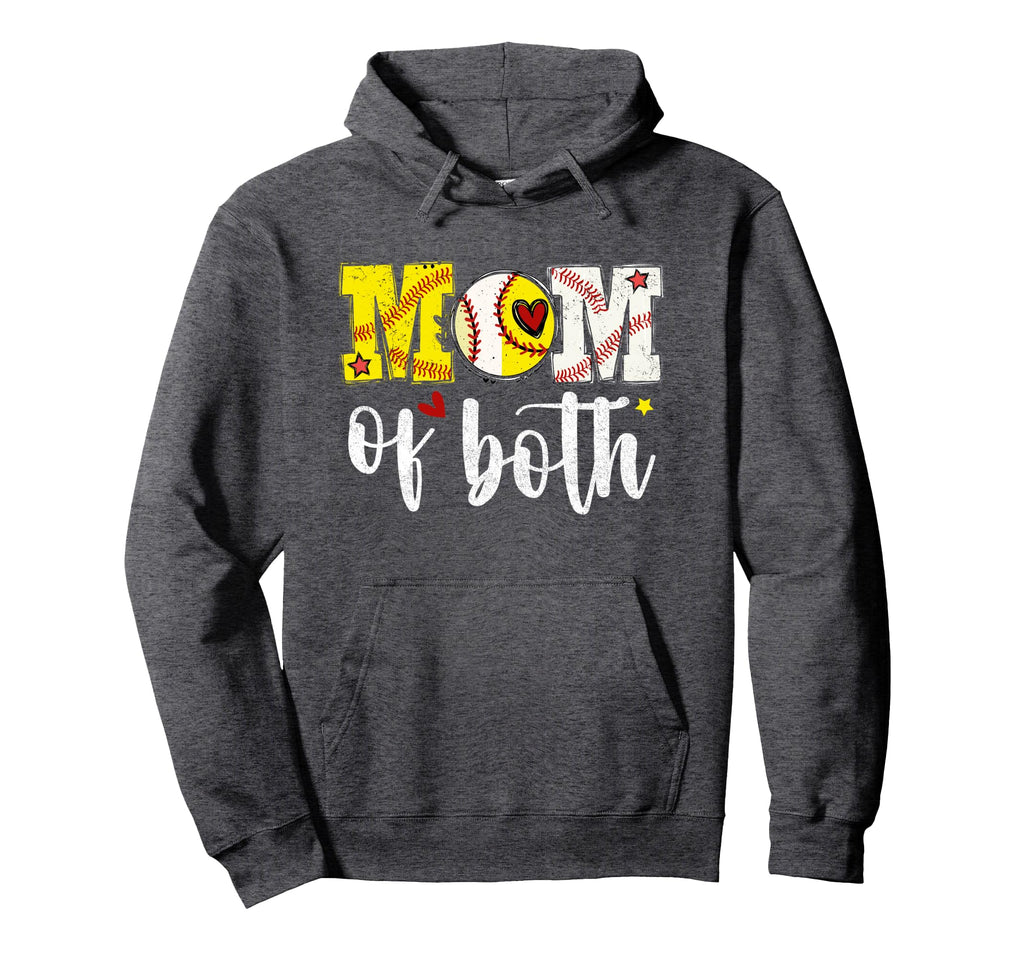 Mothers Day Mom Both Baseball Softball Hoodie - Custom Art Print Men Women - T-Shirt, Sweatshirt, Hoodie
