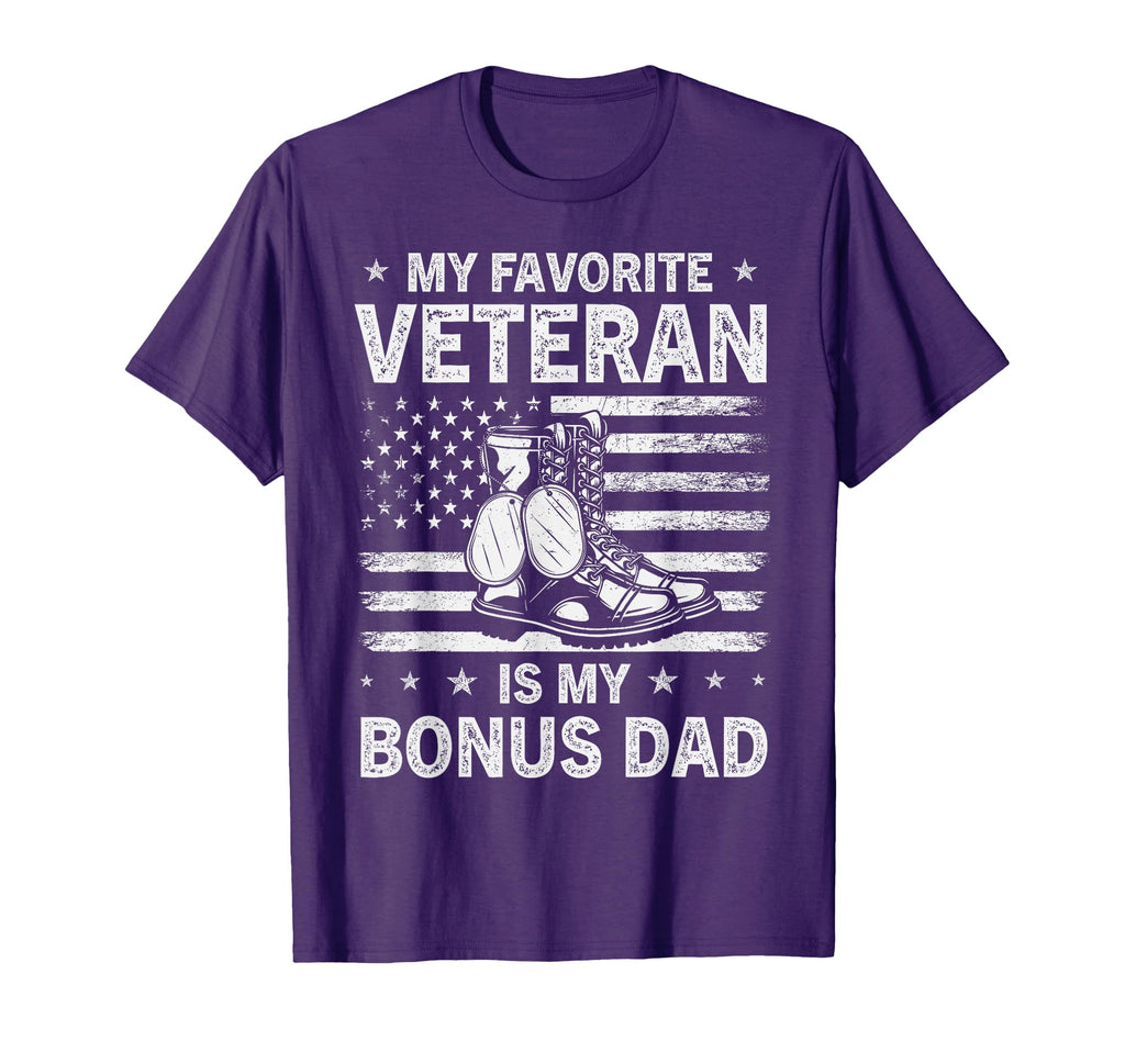 My Favorite Veteran Is My Bonus Dad T-Shirt - Aesthetic Graphic Men Women - T-Shirt, Sweatshirt, Hoodie