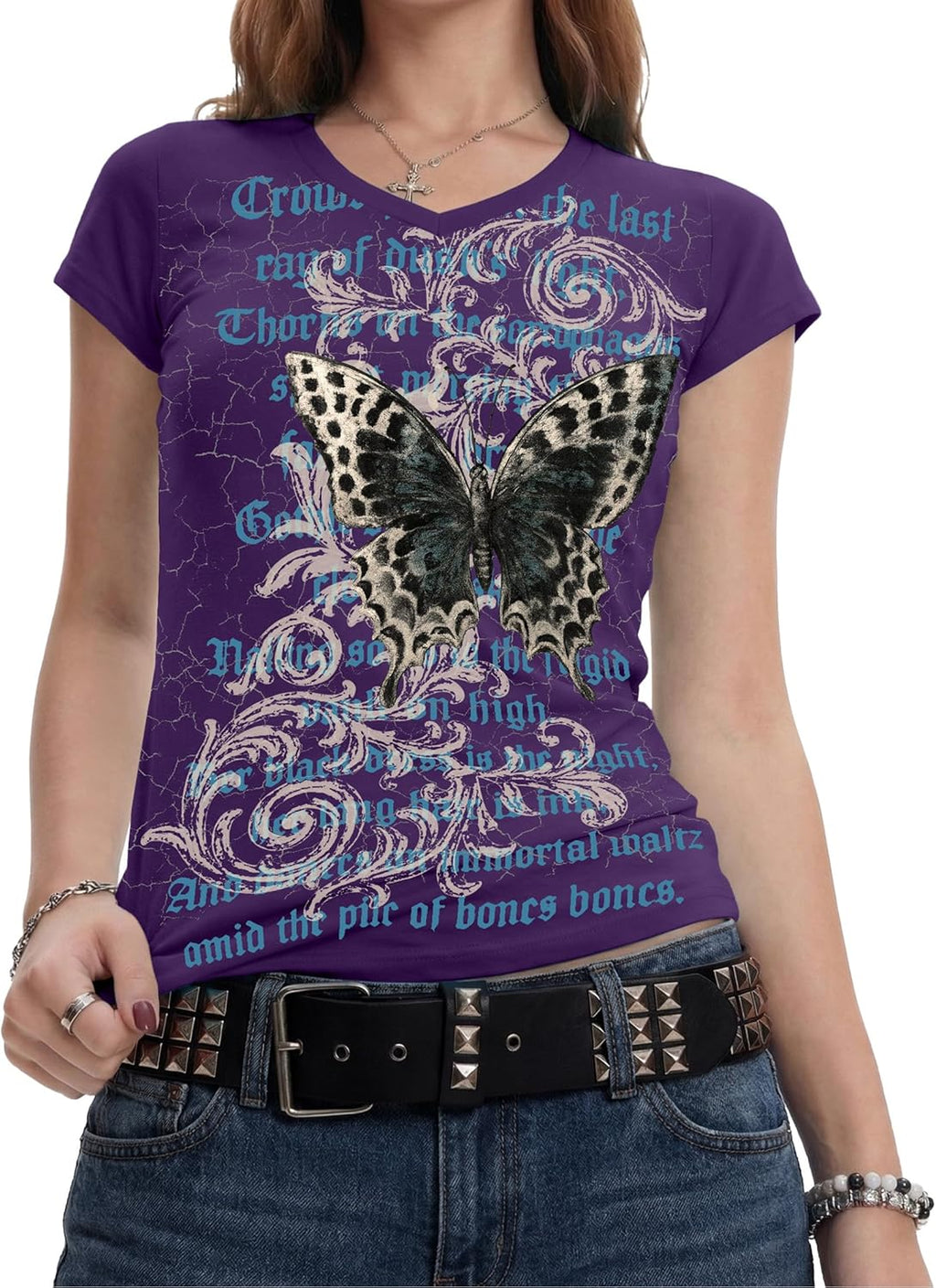 Women's Y2K Gothic V Neck Cap Short Sleeve Vintage - Adult & Kids T-Shirts, Sweatshirts & Hoodies apparel design preview 1