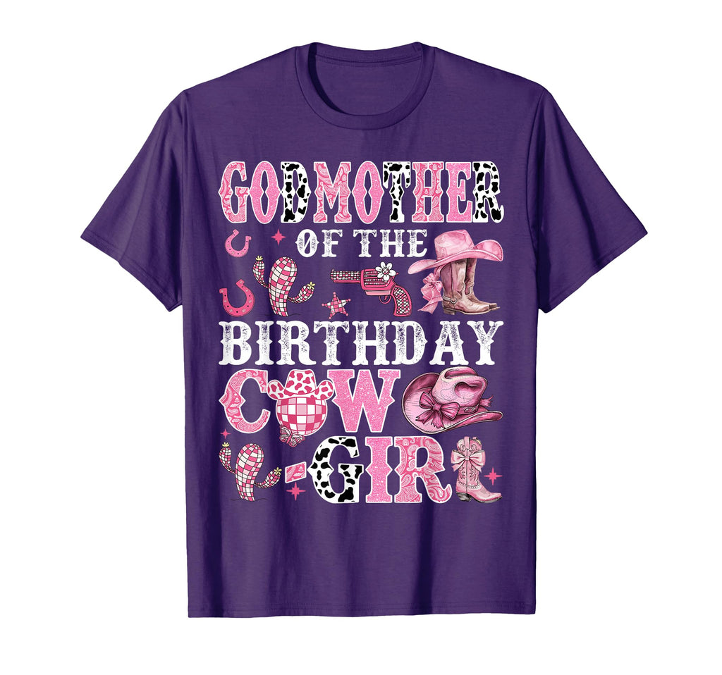 Godmother Birthday Cow Rodeo Cow Birthday T-Shirt - Graphic Print Unisex - T-Shirt, Sweatshirt, Hoodie