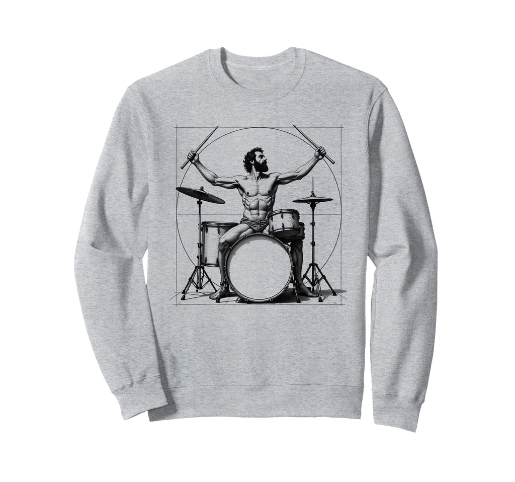 Drummer Da Vinci Drums Drawing Sweatshirt - Custom Art Print Men Women - T-Shirt, Sweatshirt, Hoodie