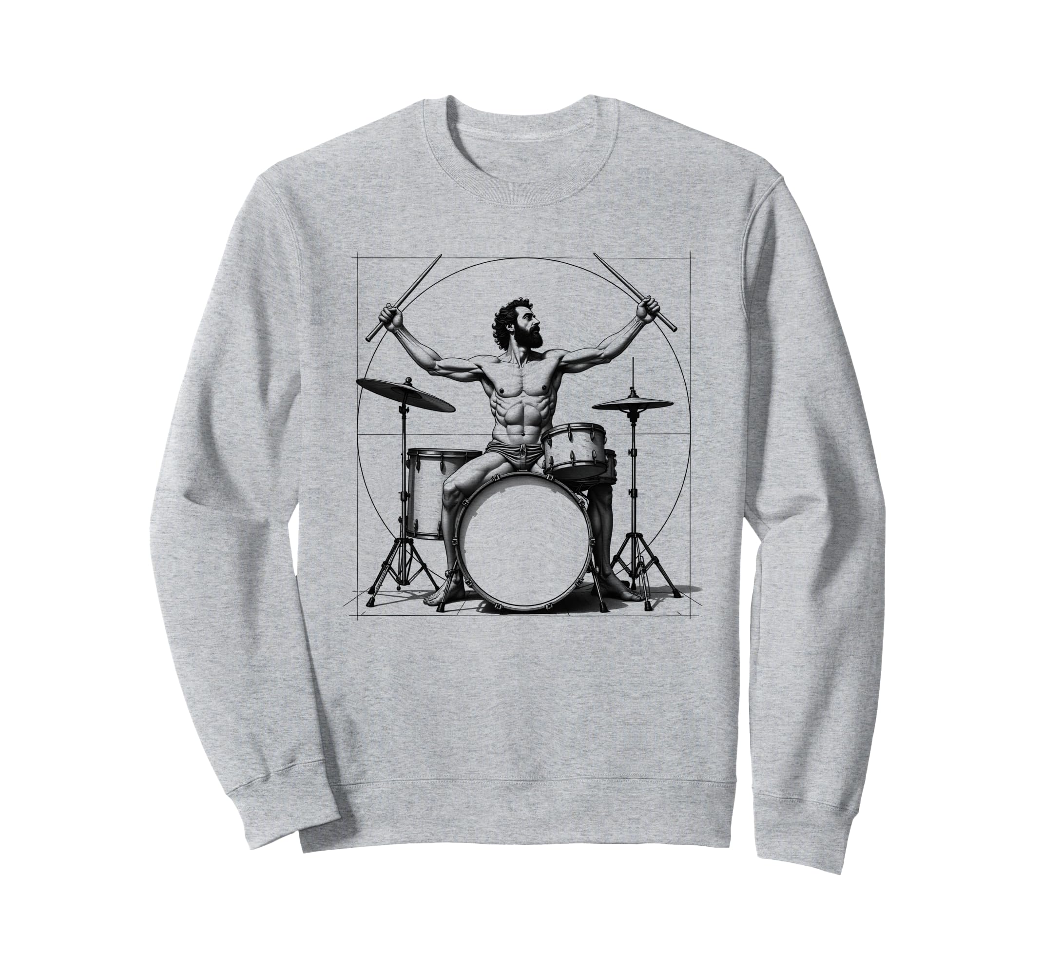 Drummer Da Vinci Drums Drawing Sweatshirt - Custom Art Print Men Women - T-Shirt, Sweatshirt, Hoodie