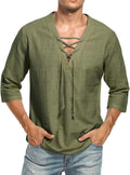 Men's Casual Cotton Linen Short Sleeve V Neck Lace Up - Adult & Kids T-Shirts, Sweatshirts & Hoodies apparel design preview 1