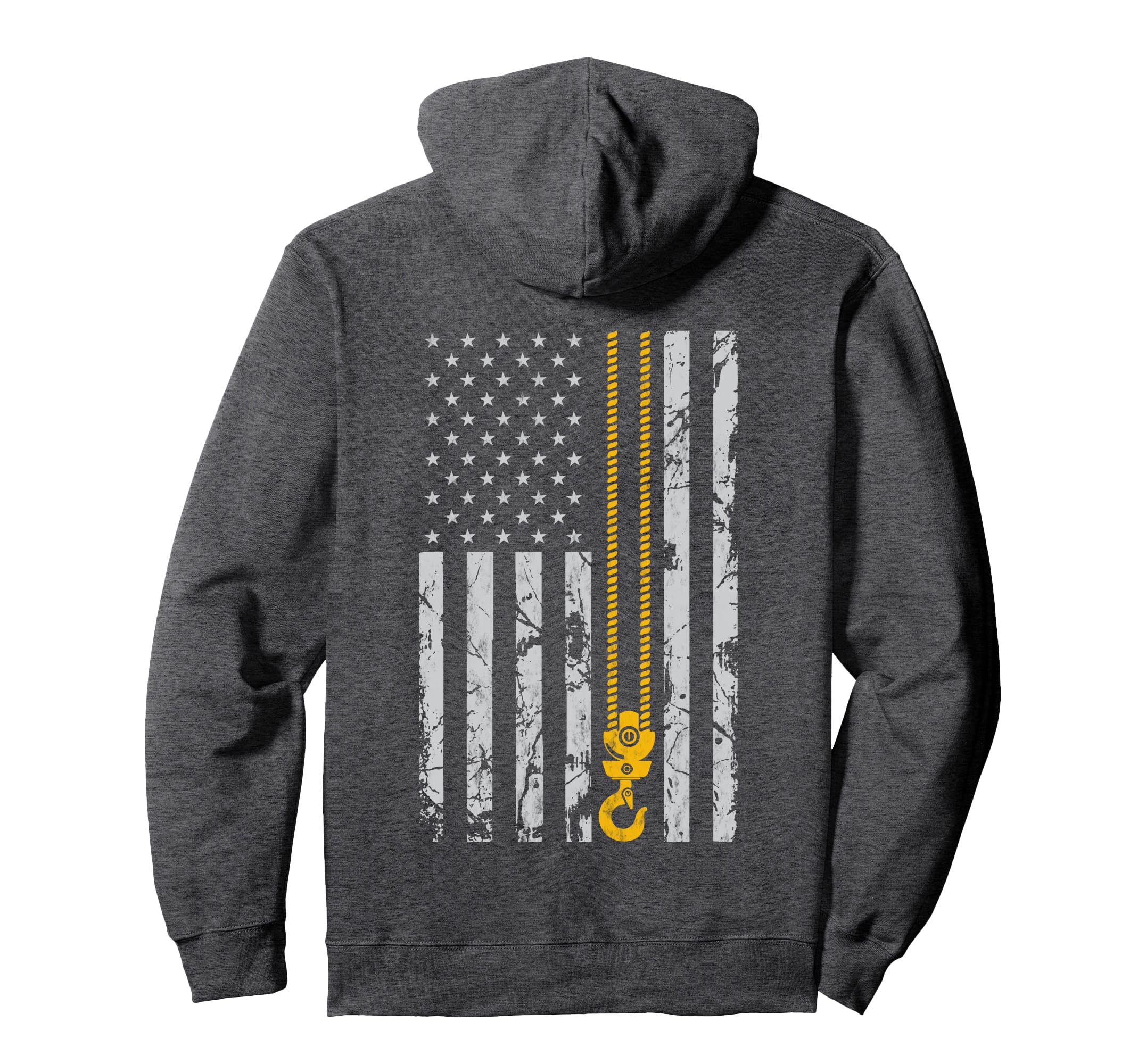 Lifting Hook Thin American Flag Crane Hoodie - Streetwear Style for Adults - T-Shirt, Sweatshirt, Hoodie
