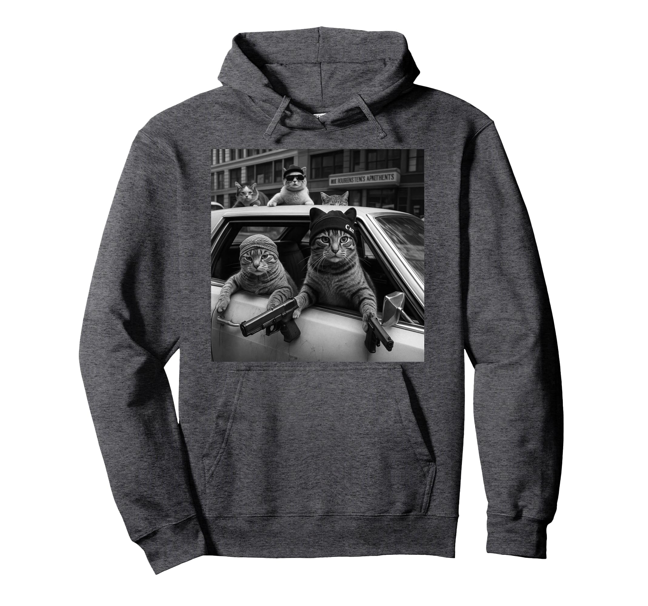 Funny Gangster Cats Lover Cat Street Hoodie - Unique Graphic Unisex - T-Shirt, Sweatshirt, Hoodie