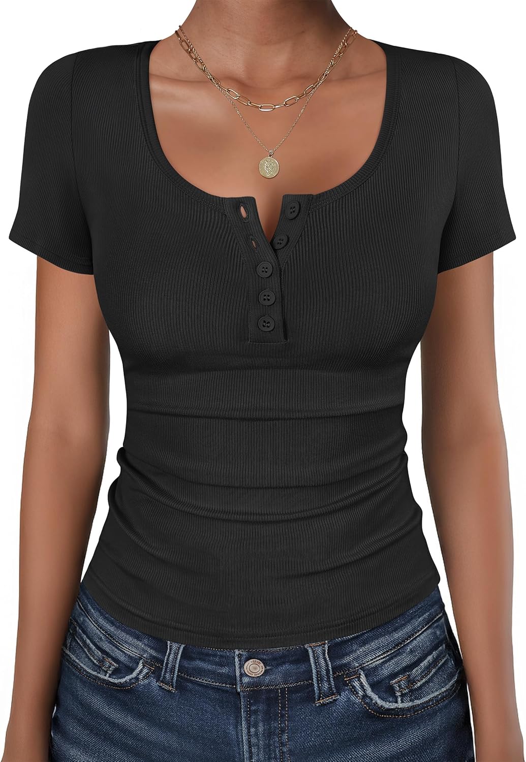 Womens Short Sleeve Henley Ribbed Slim Fitted Summer - Adult & Kids T-Shirts, Sweatshirts & Hoodies apparel design preview 1