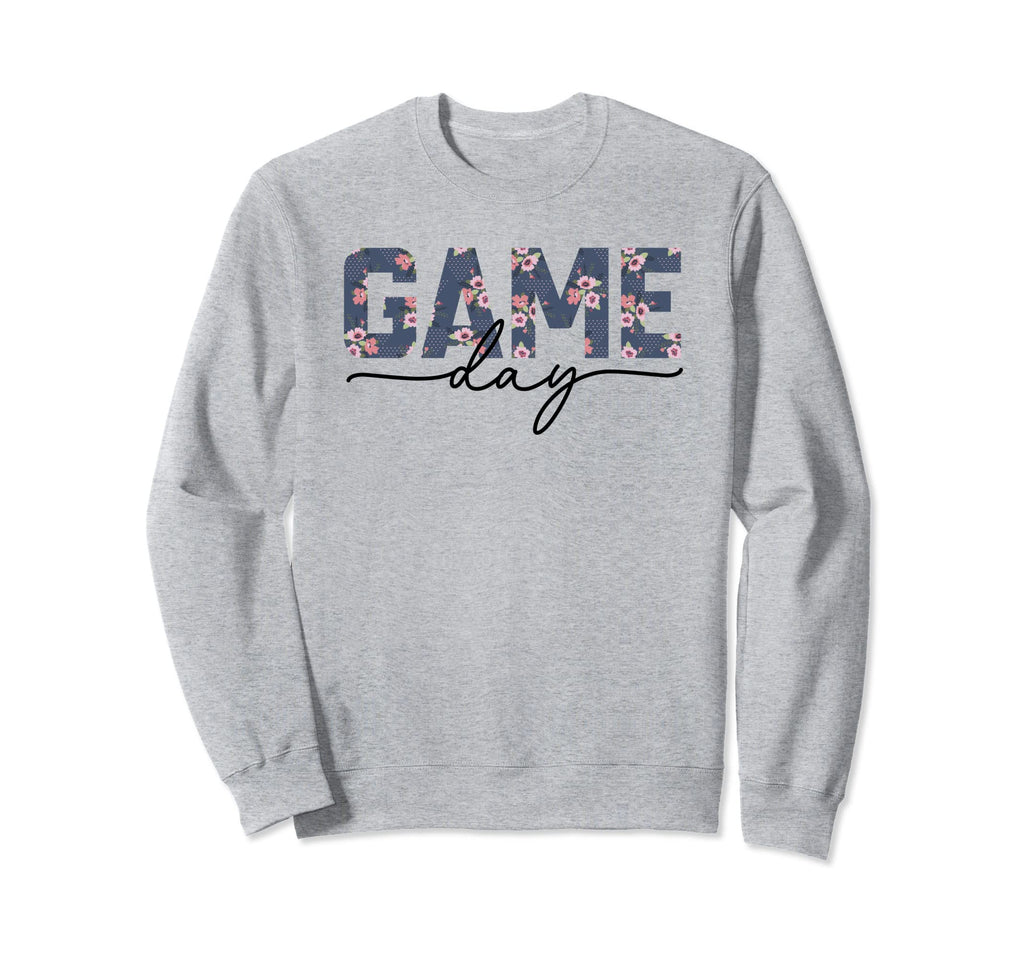 Game Day Spirit Blue Floral Sports Sweatshirt - Minimalist Print Men Women - T-Shirt, Sweatshirt, Hoodie