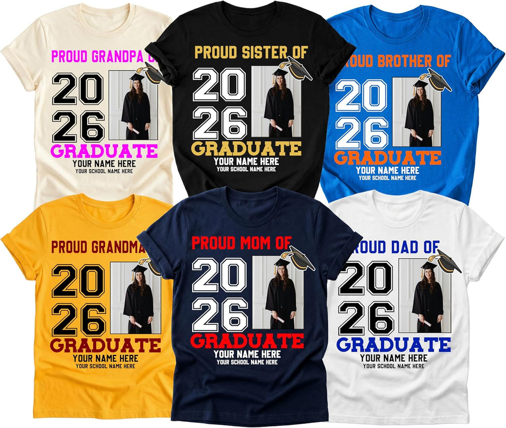 Custom 2026 Graduate Photo Personalized Name School, - Adult & Kids T-Shirts, Sweatshirts & Hoodies apparel design preview 1