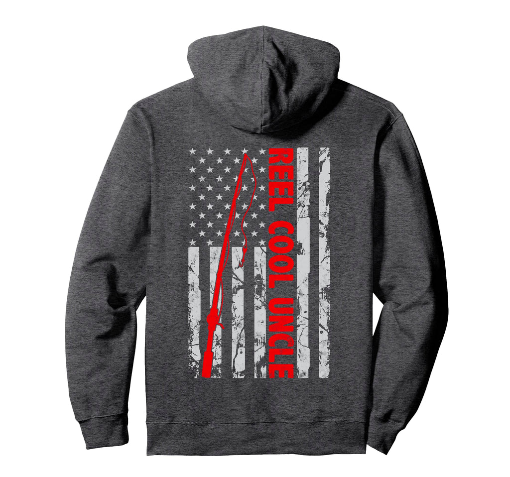 Reel Uncle Fishing American Flag Dad Hoodie - Aesthetic Graphic for Adults - T-Shirt, Sweatshirt, Hoodie