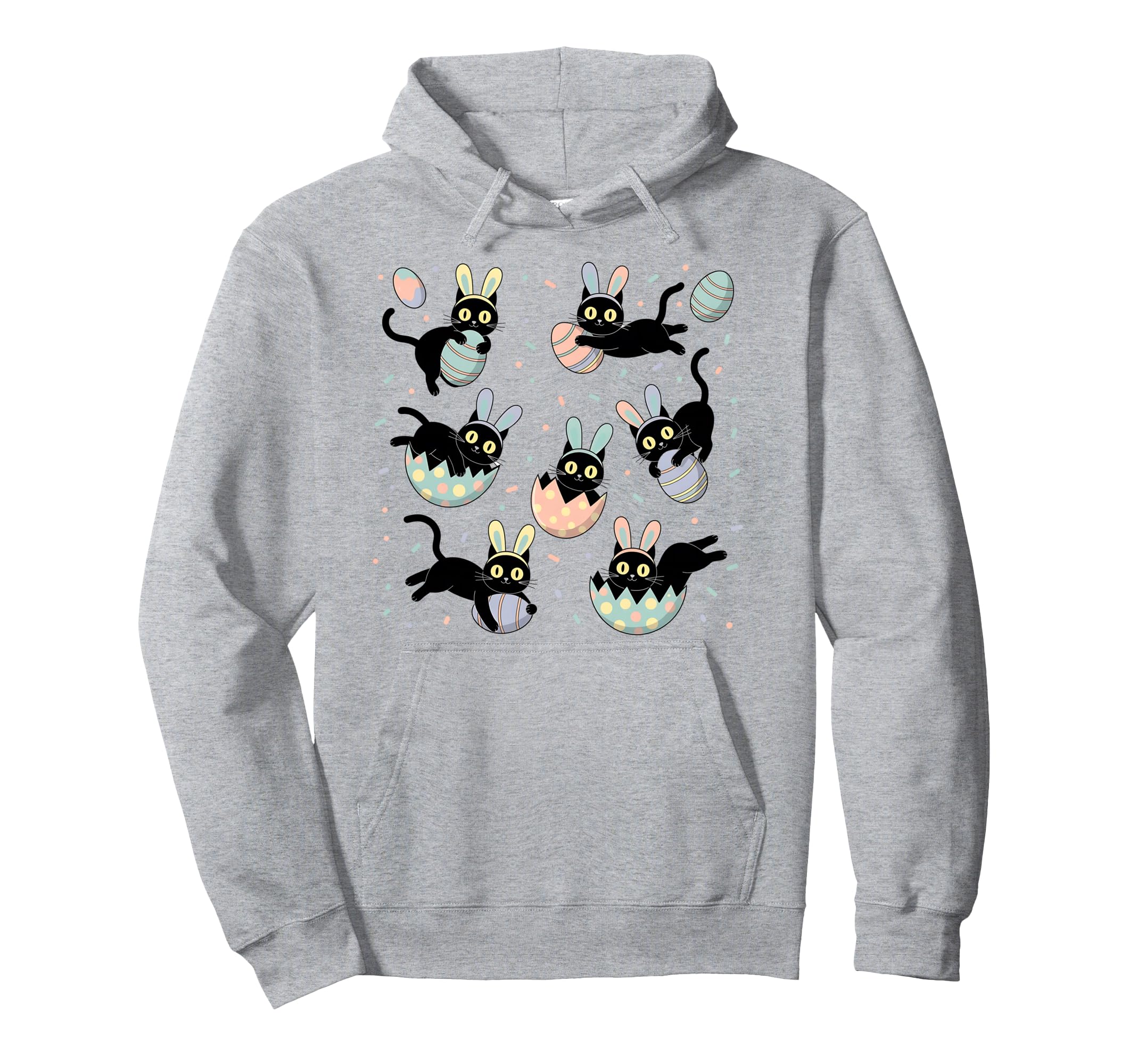 Black Cat Bunny Eggs Happy Easter Day Hoodie - Streetwear Style for Adults - T-Shirt, Sweatshirt, Hoodie