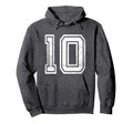 Distressed Number 10 Number Hoodie - Casual Everyday Wear for Adults - T-Shirt, Sweatshirt, Hoodie