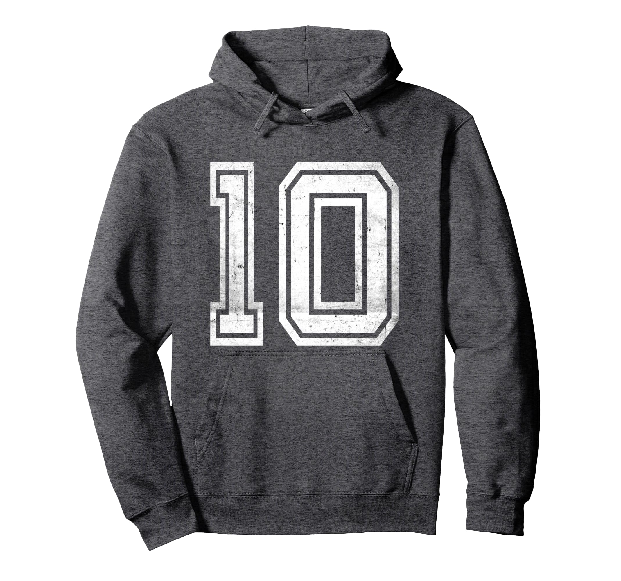 Distressed Number 10 Number Hoodie - Casual Everyday Wear for Adults - T-Shirt, Sweatshirt, Hoodie