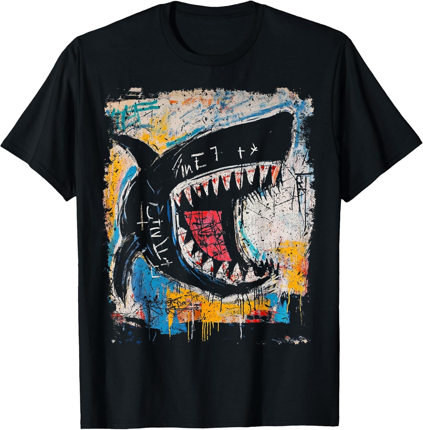 Pop Art Style Shark 90s Men's Graffiti - Adult & Kids T-Shirts, Sweatshirts & Hoodies apparel design preview 1