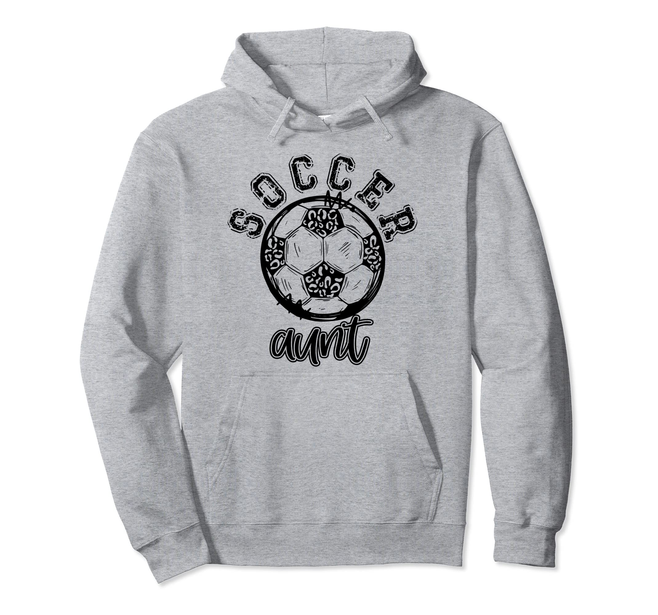 Soccer Aunt Leopard Cheetah Trendy Hoodie - Fun Novelty Design for Adults - T-Shirt, Sweatshirt, Hoodie