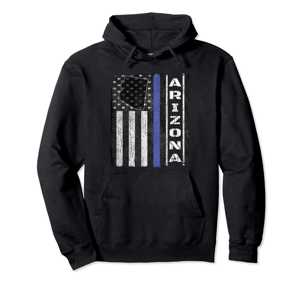 Arizona Thin Blue Line Police Flag Cop Hoodie - Minimalist Print Unisex - T-Shirt, Sweatshirt, Hoodie