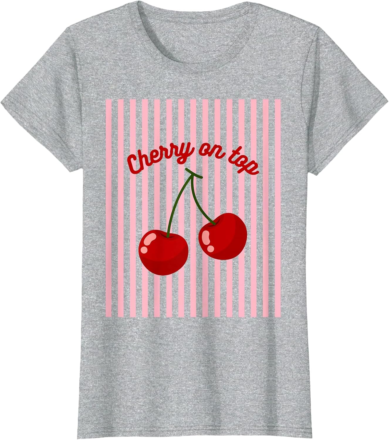 Cherry on top Pink Striped Girl Aesthetic - Adult & Kids T-Shirts, Sweatshirts & Hoodies apparel design preview 1