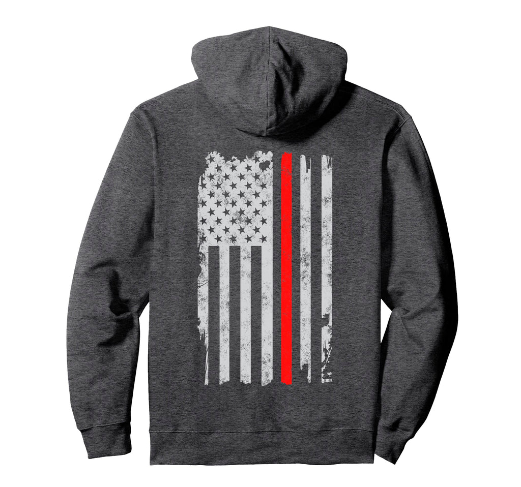 Thin Red Line American Flag Patriot Hoodie - Aesthetic Graphic Unisex - T-Shirt, Sweatshirt, Hoodie